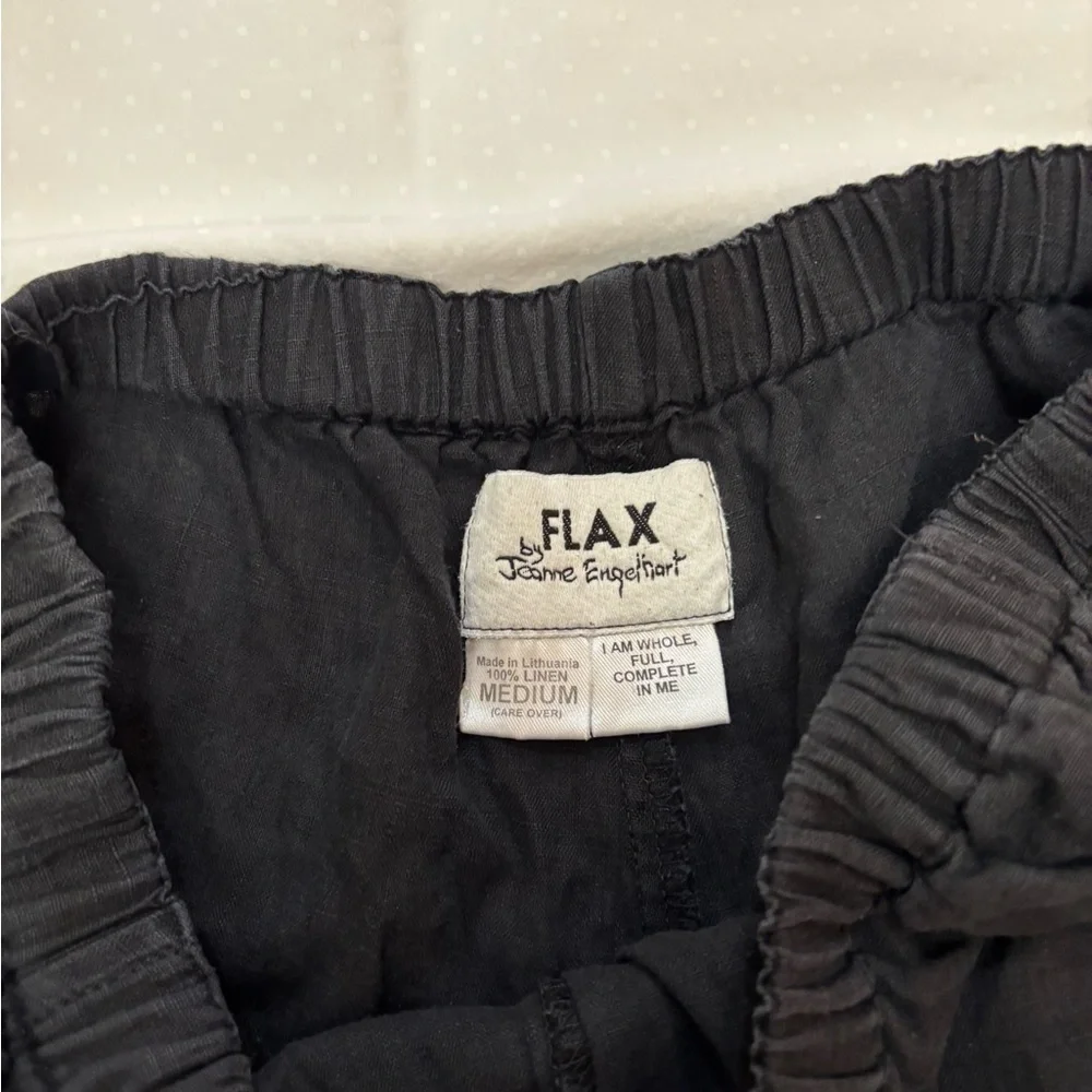 Flax Women's Black Linen Leg Pants M - Picture 3 of 4